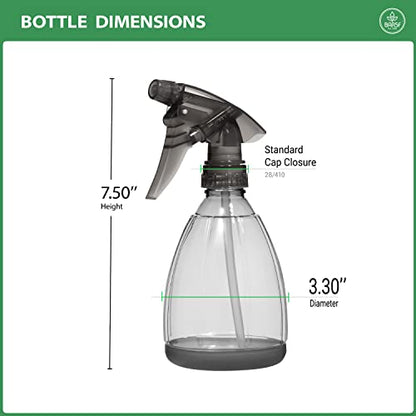 Bar5F Plastic Spray Bottle, 12 oz | Leak Proof, Empty, Trigger Handle, Adjustable Fine to Stream, Refillable, Hair Salons & Spas, Household Cleaners, Cooking | Smoke Grey (1)