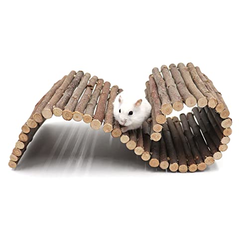 Hermit Crab Climbing Toys, Wooden Hermit Crab Hideout, Reptile Tank Habitat Decor, Bendable Ladder Bridge Tunnel Toys for Lizard Chameleon Hamster Rats Chinchilla Guinea Pig Rabbit Bearded Dragon - style: 11.8×5.9 Inches