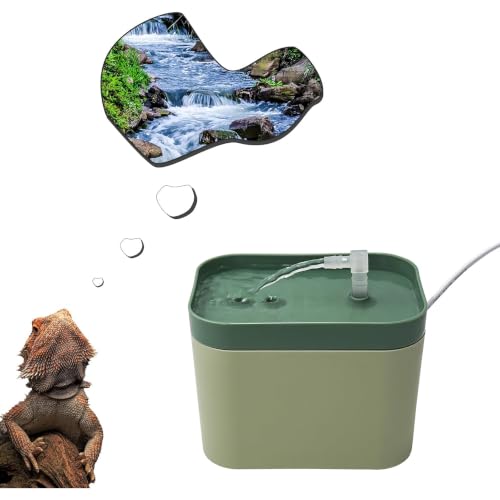 2026 New Reptile Water Bowl with Filtration System, Drinking Fountain, Bearded Dragon Tank Accessories, Reptile Habitat Waterfall for Bearded Dragon, Leopard Gecko, Chameleon, Snake