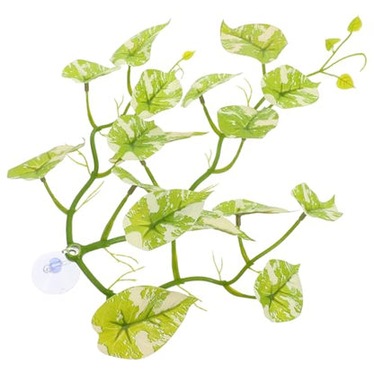 PRETYZOOM Artificial Reptile Tank Plants and Vines with Suction Cups, Fake Climbing Leaves for Terrarium Environment Decorations, Non-Toxic Plastic Reptile Climbing Ornaments Suitable