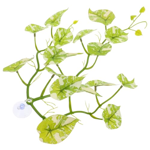 PRETYZOOM Artificial Reptile Tank Plants and Vines with Suction Cups, Fake Climbing Leaves for Terrarium Environment Decorations, Non-Toxic Plastic Reptile Climbing Ornaments Suitable