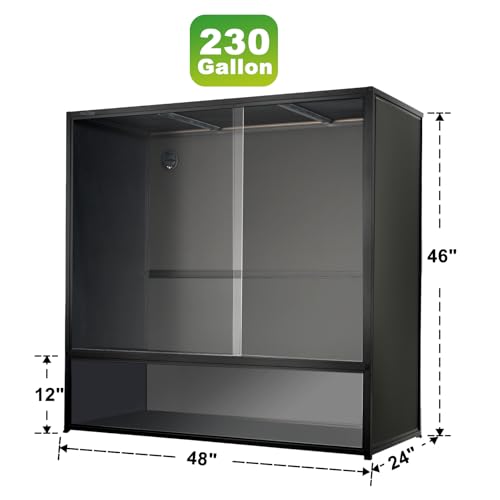 460 Gallon PVC Reptile Enclosure, 2 Pack 48"x24"x46" Connectable Cage with Kits(96"x24"x46"), Front Sliding Glass Doors with Lock, Stackable Tank for Bearded Dragon Ball Python - size: 48"x24"x46" (230 Gallon) - 2 Pack