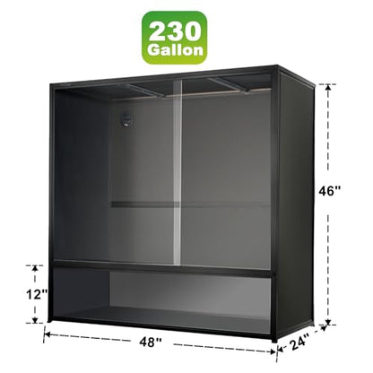 Reptile Tank 230 Gallon, 48"x24"x46" Large Reptile Enclosure for Bearded Dragon and Ball Python, Extra Tall Snake Terrarium with Front Opening Tempered Glass Door, Combination Lock - size: 48"x24"x46" (230 Gallon)
