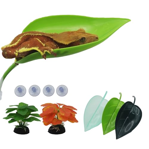 Crested Gecko Tank Accessories，3PCS,Reptile Branches，crestedgecko Hide，Gecko Wall Climbing Toy，Frog Habitat Platform，Tree Frog ，Reptile Leaf，Snake Accessories for Tank