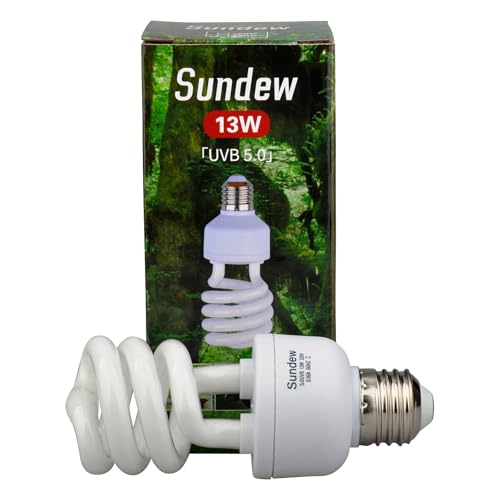 Sundew 5.0 UVB Compact Fluorescent Reptile Light Bulb, Tropical Terrarium Lamp for Reptiles and Amphibians, E26 Base, 120V