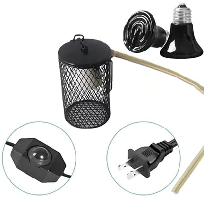Playful Paws Ceramic Lamp and Lampshade Bird Heaters for Caged Birds with 50W Reptiles Heat Lamp Bird Warmer and Rabbit Hutch Heater (Dimmer Switch) - color: Dimmer Switch