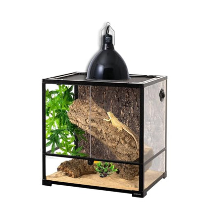 Reptile Light Fixture 8.5 Inch Deep Dome Lampshade, Reptile Heat Lamp Fixture with Separate Switches Fit for UVB Bulb Basking Heat Bulb for Reptile Glass Terrariums - size: 8.5