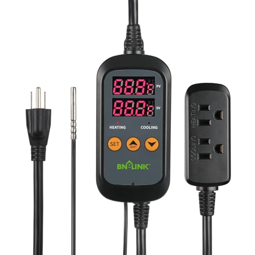 BN-LINK Smart WiFi Digital Temperature Controller Heating Cooling, Works with Alexa and Google Home. For Reptiles Aquarium Carboy Homebrew Breeding Fermenter Seed Germination °C/°F -40-176°F 15A/1875W - style: T10 WIFI