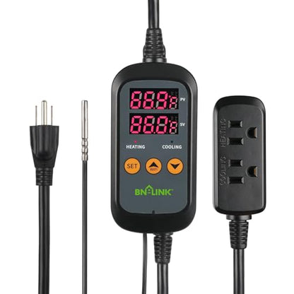 BN-LINK Smart WiFi Digital Temperature Controller Heating Cooling, Works with Alexa and Google Home. For Reptiles Aquarium Carboy Homebrew Breeding Fermenter Seed Germination °C/°F -40-176°F 15A/1875W - style: T10 WIFI