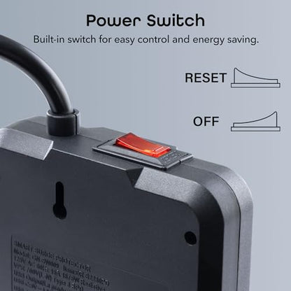 Geeni Surge Ultra Smart 8-Outlet Surge Protector – 6 Smart Outlets, 2 Always-On Outlets, 6 ft Cord, WiFi & Voice Control with Alexa/Google, 1200 Joules Protection, No Hub, Black