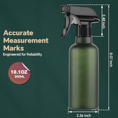 Leakproof Spray Bottles (2 Pack 10 oz), Adjustable Fine Mist & Jet Stream Nozzle, Premium BPA-Free Frosted Plastic Multi-Purpose for Hair, Plants, Cleaning (2 PACK FROSTED CLEAR) - color: 2 PACK FROSTED CLEAR