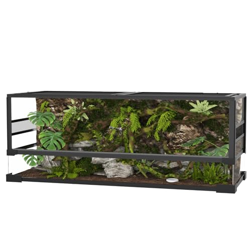 Garvee 67 Gallon Reptile Tall Glass Terrarium, 36" x 18" x 24" Reptile Tank Double Hinge Door with Top Screen Ventilation, Easy Assembly (67 Gallon-H)