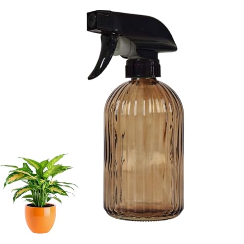 YYTSGG Glass Plant Mister Bottle, 13.5oz Refillable Water Spray Bottle with Adjustable Mist Nozzle for Indoor Flowers, Outdoor Gardening, Cleaning, Hair and Pets Care (Brown) - color: Brown