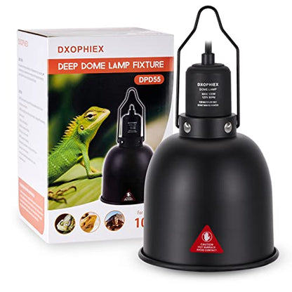 DXOPHIEX 5.5inch Deep Dome Reptile Heat Lamp Reptile Light Fixture UVB Light Fixture Max 100W for Bearded Dragon, Turtles, Snake and Lizard Terrarium - size: 5.5inch deep dome