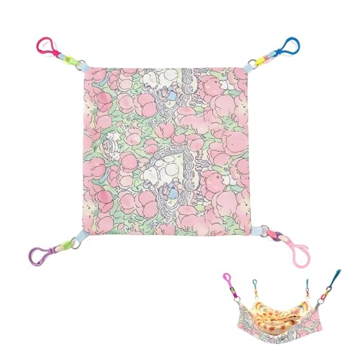 Reptile Hammock Cooling Bed, Floral Reptile Ice Mat, Hanging Lounger with Reinforced Chains for Small Reptiles Habitat Decor Bearded Dragon Gecko Lizard Tank Accessories - color: Pink