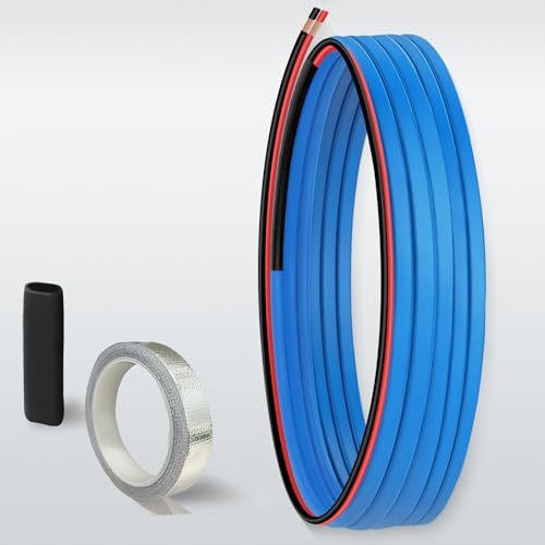 Heating Cable 12 V, Low Voltage Self-regulating Heating Cable with Extended 3 Ft Power Cord, Waterproof End Seal Kit and Aluminium Foil Tape for RV Freeze Protection 5W/ft(20 Ft)