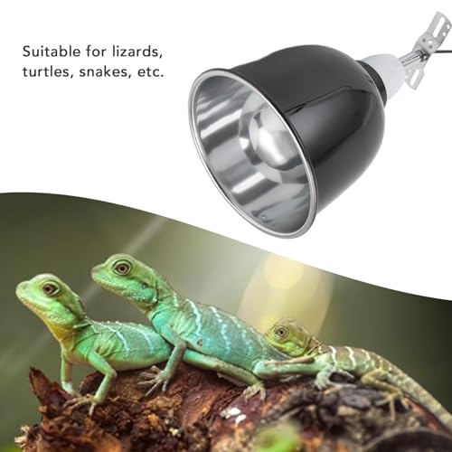 Fockety Repta Clamp Lamp, Deep Dome Reptile Heat Lamp Fixture, 360 Degree Rotating Stainless Steel UVA UVB Lampshade Heating Light Cover for Lizards Turtles Snakes Bulb Not Included (US