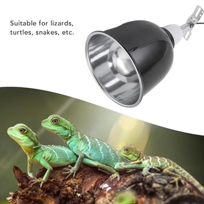 Fockety Repta Clamp Lamp, Deep Dome Reptile Heat Lamp Fixture, 360 Degree Rotating Stainless Steel UVA UVB Lampshade Heating Light Cover for Lizards Turtles Snakes Bulb Not Included (US