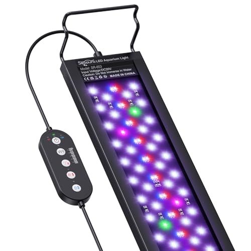 SEAOURA Aquarium LED Light for 36-42in Freshwater Tank, Full Spectrum Aquarium Light for Plant Growth, 6H/8H/12H Timer, WRB 3 Channel Customizable, 10 Brightness & 11 Colors, Adjustable Bracket - size: For 36'' - 42'' Tank