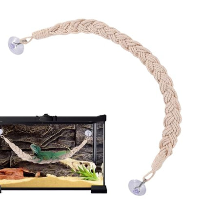 Hermit Crab Toys Tank – Reptile Terrarium Accessories Climbing, Jute Rope Ladder Lizards, Geckos Snakes | Tank - Reptile Terrarium Accessories Climbing Jute Rope Ladder Lizards Geckos S - color: Beige