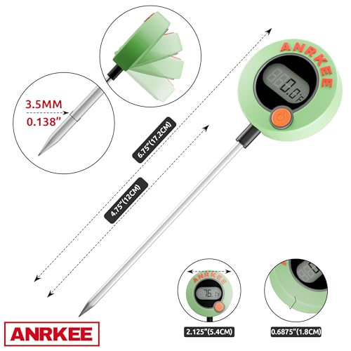 Digital Temperature Probe HVAC Thermometer with LCD Display, Phosphorescent Cover, Magnetic Mount, Fahrenheit and Celsius, Foldable Display, Probe Tip Protector and Hanging Mount