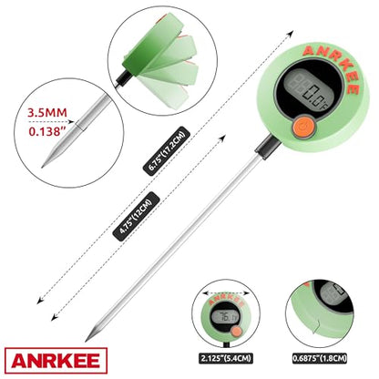 Digital Temperature Probe HVAC Thermometer with LCD Display, Phosphorescent Cover, Magnetic Mount, Fahrenheit and Celsius, Foldable Display, Probe Tip Protector and Hanging Mount