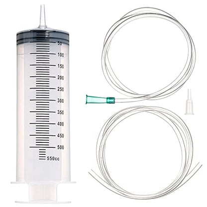 SHAOTONG 500mL Syringe Catheter Tip with 40 Inch Plastic Tube for Feeding Pets, Liquid Refilling, Drawing Oil Fluid - size: 500ML/CC