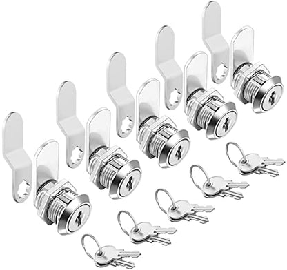 Sissinda Cam Locks Cabinet Locks Keyed Alike, 5/8'' Cylinder Length Fits on 0.4’’ Max Panel Thickness, Secure File Drawer Mailbox RV Storage Tool Box Replacement Lock Set, Zinc Alloy(5/8 Inch 5Pcs) - size: 5/8 Inch 5Pcs