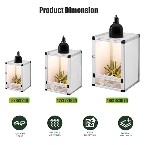 18x18x36 Hybrid Reptile Cage, Tall PVC & Screen Enclosure with Aluminum Frame and Dual Acrylic & Mesh Doors, Ventilated Terrarium for Chameleon and Arboreal Reptiles (2, White) - color: white