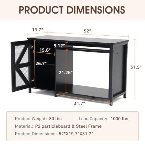 OC Orange-Casual 55-75 Gallon Aquarium Stand with LED Lighting & Power Outlets - Heavy Duty Metal Fish Tank Cabinet with Adjustable Shelves, 1000LB Capacity, Black - color: Black