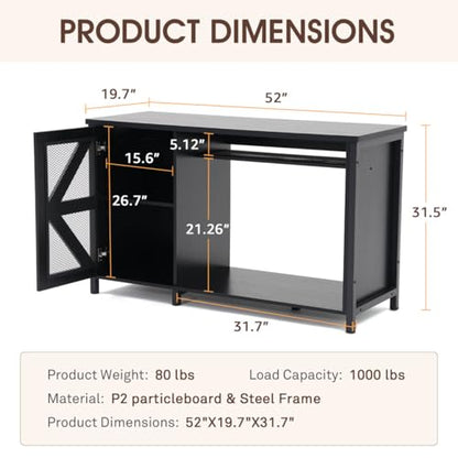 OC Orange-Casual 55-75 Gallon Aquarium Stand with LED Lighting & Power Outlets - Heavy Duty Metal Fish Tank Cabinet with Adjustable Shelves, 1000LB Capacity, Black - color: Black