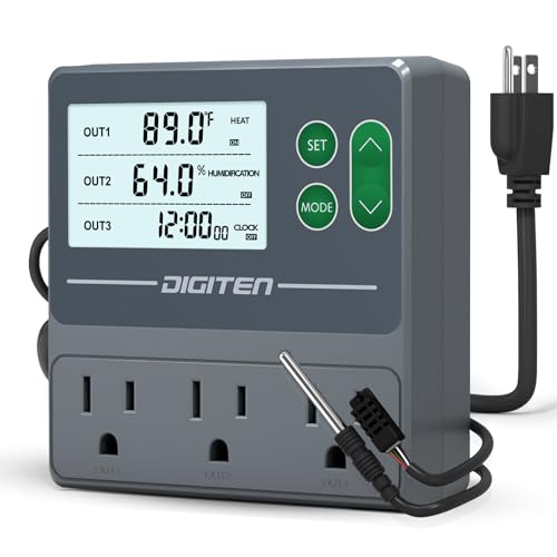 Dual Probe Temperature & Humidity Controller, Independent Sensors for Precise Temperature and Humidity Control, Compatible with Humidifiers, Dehumidifiers, Heating & Cooling Systems