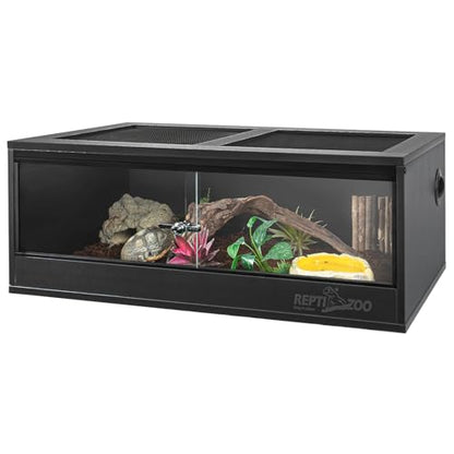 REPTI ZOO 35 Gallon PVC Reptile Tank, Reptile Terrarium for Crested Gecko Frog Lizard Snake Turtle Hermit Crab, 36x18x12 inch Leopard Gecko Enclosure with Sliding Door & Screen Ventilation - size: 36x18x12 inch