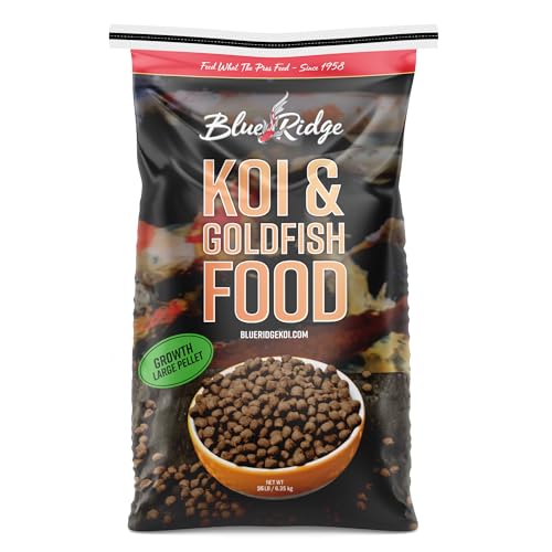 Blue Ridge Koi Fish Food 25lb - Koi Food Large 3/16" Growth Formula, Goldfish Food, Premium Fish Food for Ponds, Ponds Fish Food, Floating Pond Pellets - size: 25 Pound (Pack of 1)