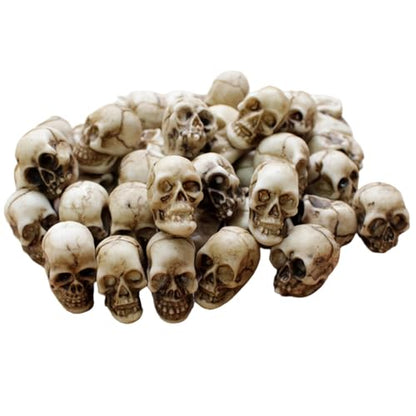 40Pcs Mini Skulls, Realistic Resin Skull, Scary Skeleton Head Halloween Miniatures for Micro Landscape Figure Scary Haunted Dollhouse Accessories