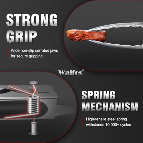 Walfos 17 Inch Extra Long Grill Tongs Set of 2, Ultimate Stainless Steel Tongs for Grilling, Cooking, BBQ/Barbecue, Buffet and Turning Food - color: 2pcs BBQ Tongs, size: Extra Long 17 inch