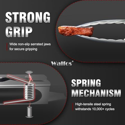 Walfos 17 Inch Extra Long Grill Tongs Set of 2, Ultimate Stainless Steel Tongs for Grilling, Cooking, BBQ/Barbecue, Buffet and Turning Food - color: 2pcs BBQ Tongs, size: Extra Long 17 inch