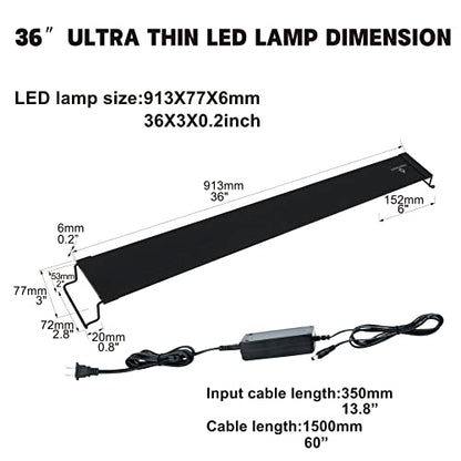 WaterRebirth Wireless Remote Full Spectrum Aquarium LED Light Strip - Ultra-Thin Design with Timer & RGB Modes for Fish Tank Plants(36-42“) - size: 36-42 inches