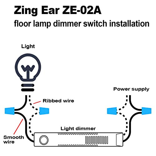 Zing Ear ZE-02A Rotary Dimmer Switch for Floor Torchiere Lamps, Halogen Lamps, Incandescent Lamps,500WMax. 120VAC Knob Switch Replacement Kit-Black Plastic Shell - size: Plastic shell