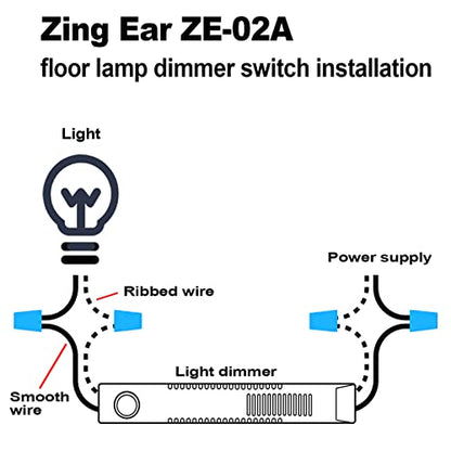 Zing Ear ZE-02A Rotary Dimmer Switch for Floor Torchiere Lamps, Halogen Lamps, Incandescent Lamps,500WMax. 120VAC Knob Switch Replacement Kit-Black Plastic Shell - size: Plastic shell