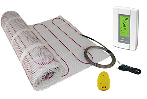 20 Sqft, 240 Volt Mat Electric Radiant Floor Heating System - Heated Floor System, Includes Radiant Floor Heating Thermostat and Sensor. Under Tile Floor Heating System for Heated Floors, Radiant Heat - size: 20 Sq Ft (240 Volt)
