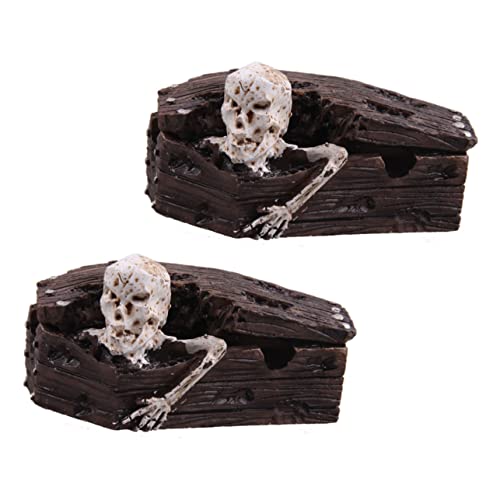 Didiseaon 2pcs Creative Resin Coffin Decor for Aquarium Skull Tank Ornament Fish Tank Landscaping Decoration Safe for