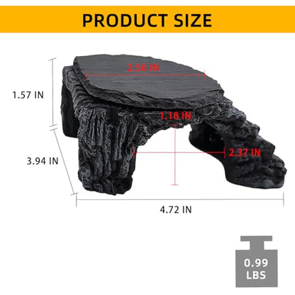 Reptile Basking Platform, Turtle Basking Platform Leopard Gecko Tank Accessories Reptile Hide with Rock Plate for Lizard, Crested Gecko (Medium-Grey) - style: style 1
