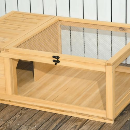 Wooden Turtle Enclosure for Indoor and Outdoor Use - Spacious Reptile Habitat with Viewing Windows and Ventilation for Lizards, Geckos, Tortoises