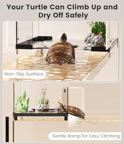 Turtle Basking Platform for 10-13 Inchs Wide Aquariums - Last Long Stainless Steel Supports & Mesh, Non-Slip Ramp for Aquatic Turtles, Turtle Tank Accessories(Large) - size: Fit 10-13 Inchs Wide
