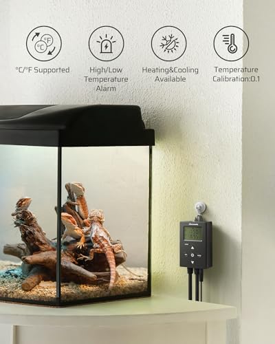 DEWENWILS Digital Temperature Controller Thermostat Outlet with Heating & Cooling Mode for Chest Freezer, Home Brewing, Green House, Incubation, Reptiles, -22°-221°F, 120V/10A/1200W
