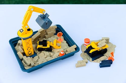 CAT Dig N’ Build Dirt Playset – 12 oz Moldable Dirt Compound, Working Crane, 2 Little Machines Vehicles, Construction Molds & Easy-Cleanup Tray, Sensory STEM Toy for Kids Ages 3 + - style: Dirt