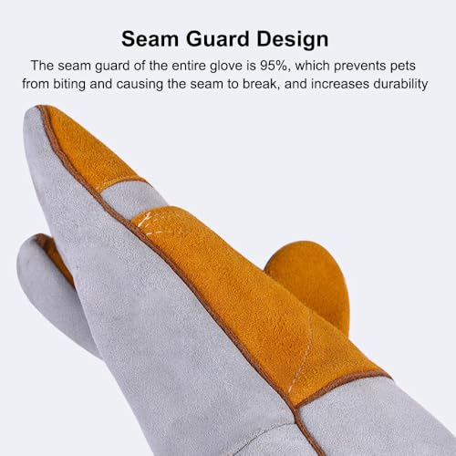 Pilipane Animal Handling Gloves Bite Proof Scratch Leather Pet Gloves for Cat Dog Bird Snake Handling Veterinarians Groomers Zoo Workers Gray Yellow 23.6 Inches (60cm Yellow Thickened) - color: 60cm Yellow Thickened