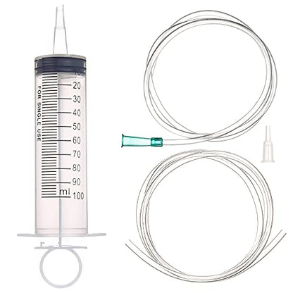SHAOTONG 100mL Syringe Catheter Tip with 40 Inch Plastic Tube for Feeding Pets, Liquid Refilling, Drawing Oil Fluid - size: 100ML/CC