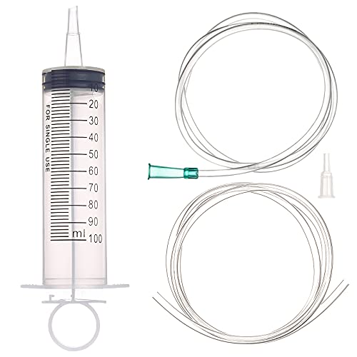 SHAOTONG 100mL Syringe Catheter Tip with 40 Inch Plastic Tube for Feeding Pets, Liquid Refilling, Drawing Oil Fluid - size: 100ML/CC